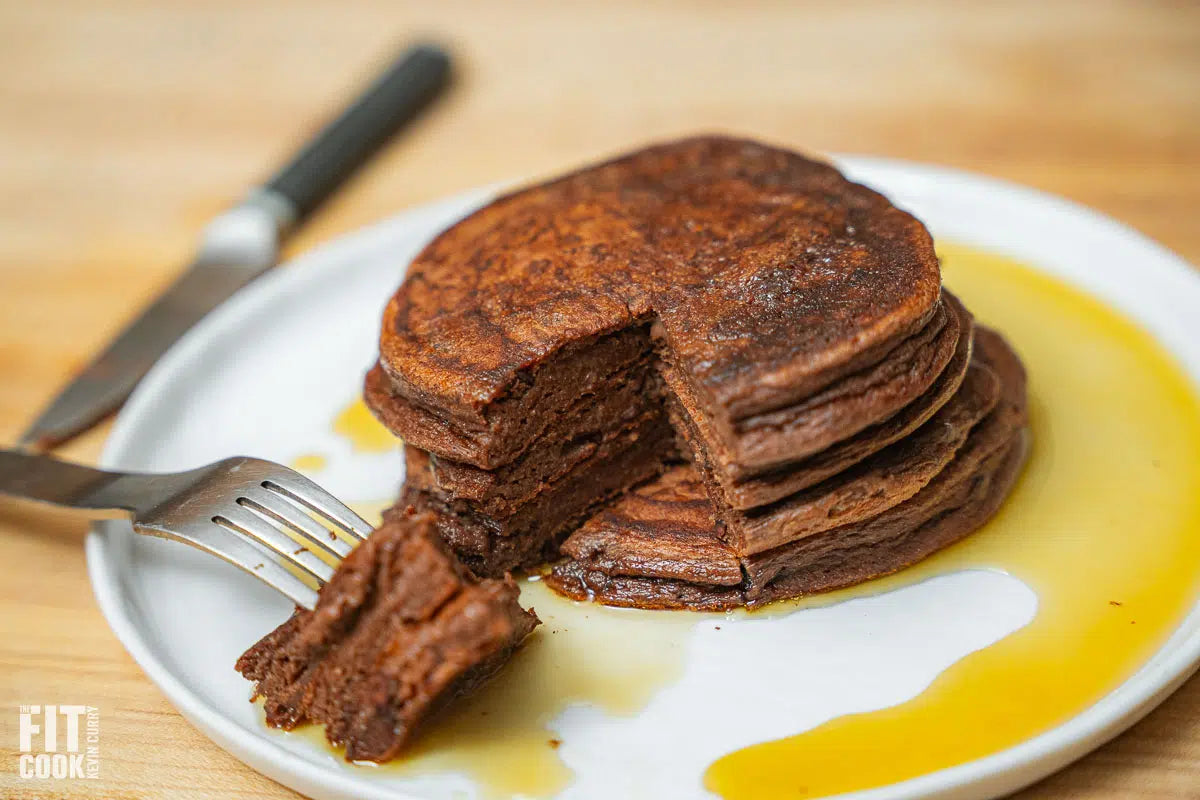 Chocolate Protein Pancakes using Casein Fit Stop