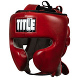 Title Blood Red Leather Sparring Glove/ Blood Red Head Gear