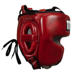 Title Blood Red Leather Sparring Glove/ Blood Red Head Gear